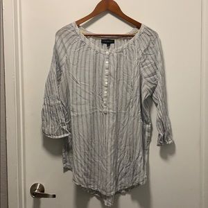 Soft Lounge Blouse, white with blue pinstripes